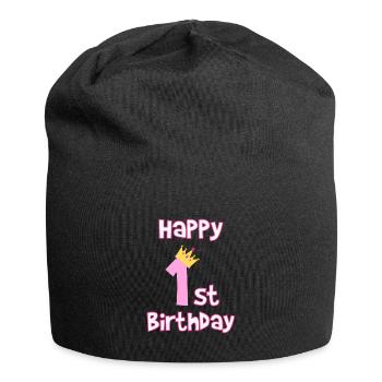 1st birthday 1 year children's birthday gift - Jersey Beanie - black - Front