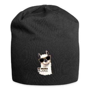 No Drama Llama - cooler Lama Alpaka Spruch - Jersey-Beanie - Schwarz - Vorne