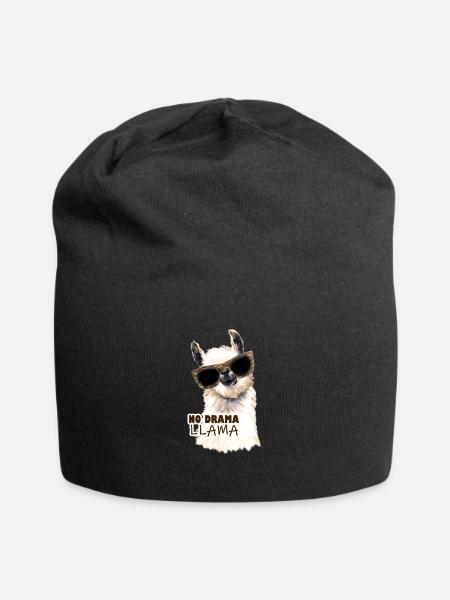 No Drama Llama - cooler Lama Alpaka Spruch - Jersey-Beanie - Schwarz