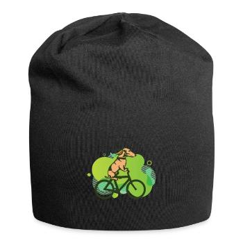 chien cool drôle en vélo - Bonnet en jersey - noir - Devant