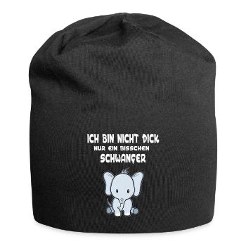Schwangerschaft Schwanger Elefant Baby Geschenk - Jersey-Beanie - Schwarz - Vorne