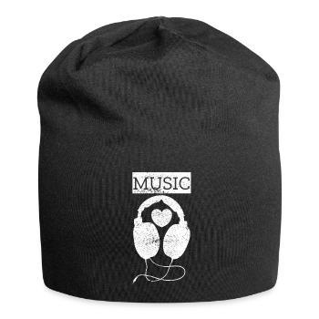 Kopfhörer Musik Herz Instrument Pop Rock Geschenk - Jersey-Beanie - Schwarz - Vorne