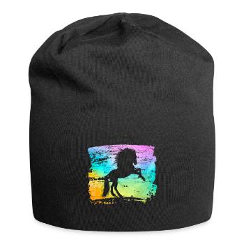 Horse Silhouette Stallion Mare Woman Love Gift - Jersey Beanie - black - Front