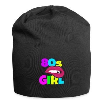 80s Kostüm Achtziger 80er Jahre Lippen Geschenk - Jersey-Beanie - Schwarz - Vorne
