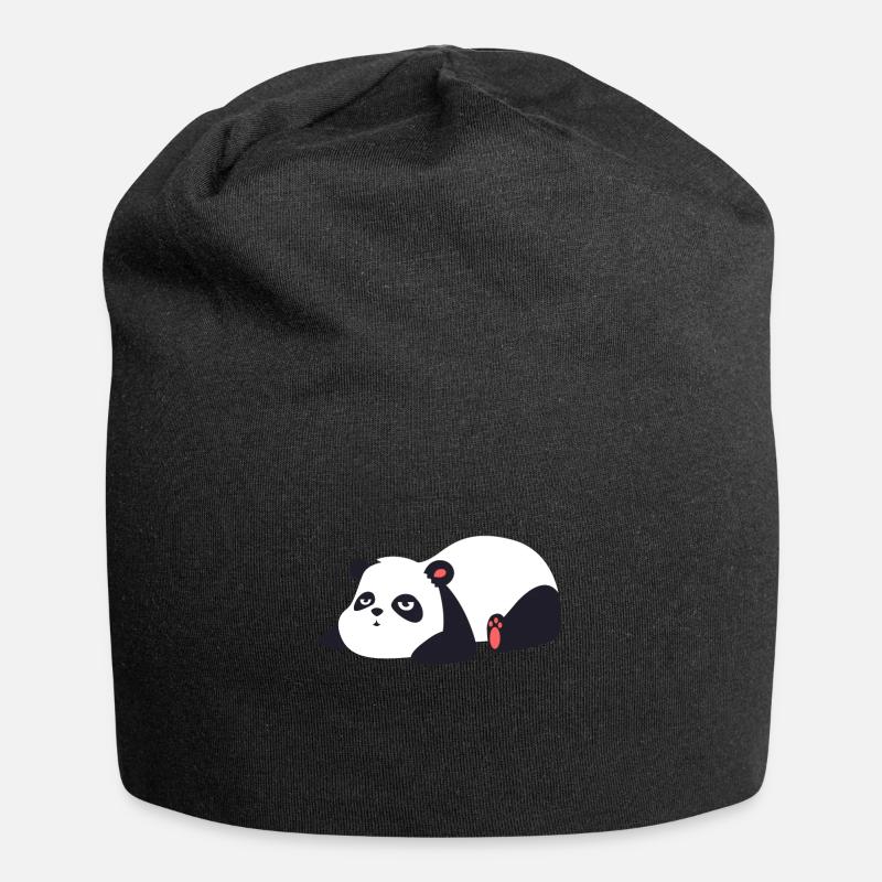 Panda - Jersey-Beanie - Schwarz
