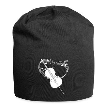 Cello - Violoncello -Cellist - Herz - Noten - Jersey-Beanie - Schwarz - Vorne