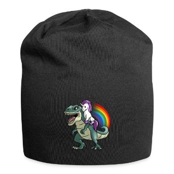 La Licorne monte sur un cadeau arc-en-ciel T-Rex - Bonnet en jersey - noir - Devant