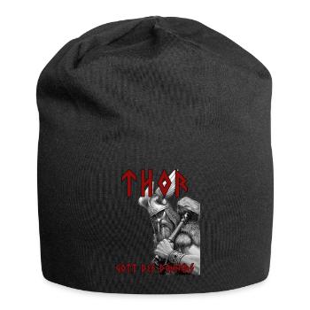 Thor - Gott des Donners - Jersey-Beanie - Schwarz - Vorne
