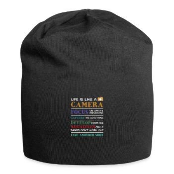 Life is Like A Camera Fotografie Fotograf Kamera - Jersey-Beanie - Schwarz - Vorne