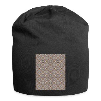 buntes Muster geometrisch - Jersey-Beanie - Schwarz - Vorne