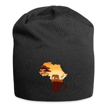 Afrika Tiere Elefanten - Jersey-Beanie - Schwarz - Vorne