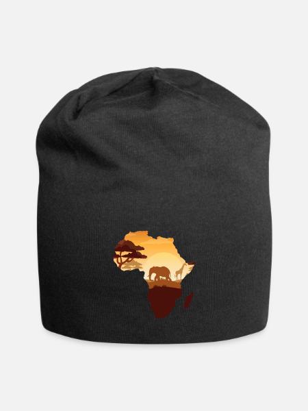 Afrika Tiere Elefanten - Jersey-Beanie - Schwarz