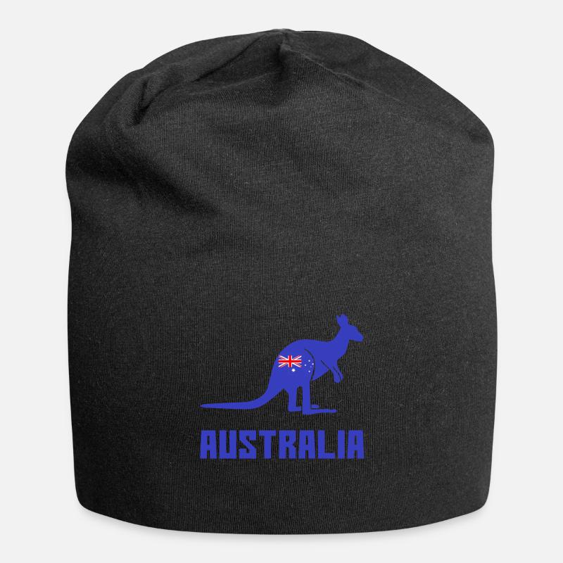 Känguru mit Australien Flagge - Jersey-Beanie - Schwarz