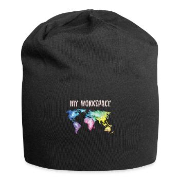 Weltkarte Globus - Jersey-Beanie - Schwarz - Vorne