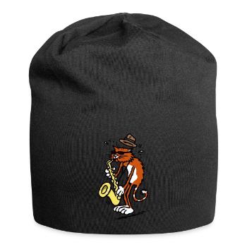 Chat joue saxophone musique bande cadeau de chats - Bonnet en jersey - noir - Devant