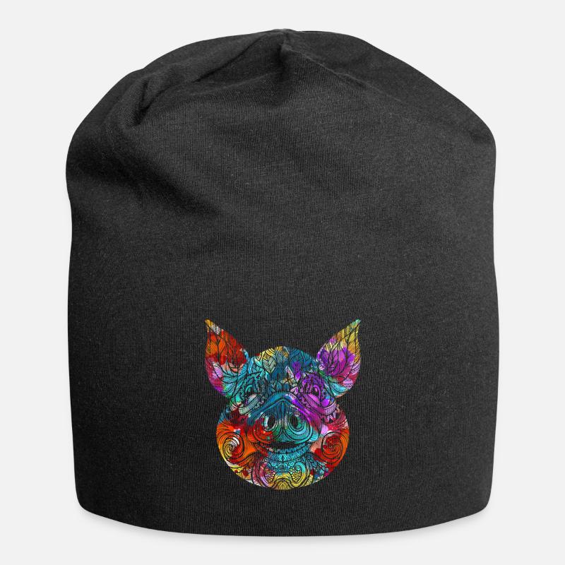 Schwein - Jersey-Beanie - Schwarz