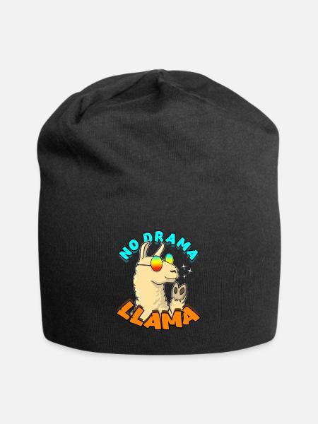 No Drama LLama Lama Geschenkidee Spruch - Jersey-Beanie - Schwarz