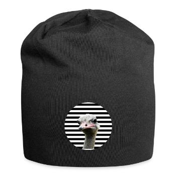 COOLER STRAUSS VOGEL LUSTIGE TIERE ZOO GESTREIFT - Jersey-Beanie - Schwarz - Vorne