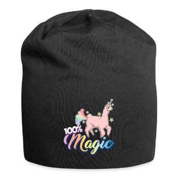 Llamacorn 100% Magic Unicorn Einhorn Lama Geschenk - Jersey-Beanie - Schwarz - Vorne
