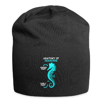Seepferd Seepferdchen Retro Vintage Meer Geschenk - Jersey-Beanie - Schwarz - Vorne