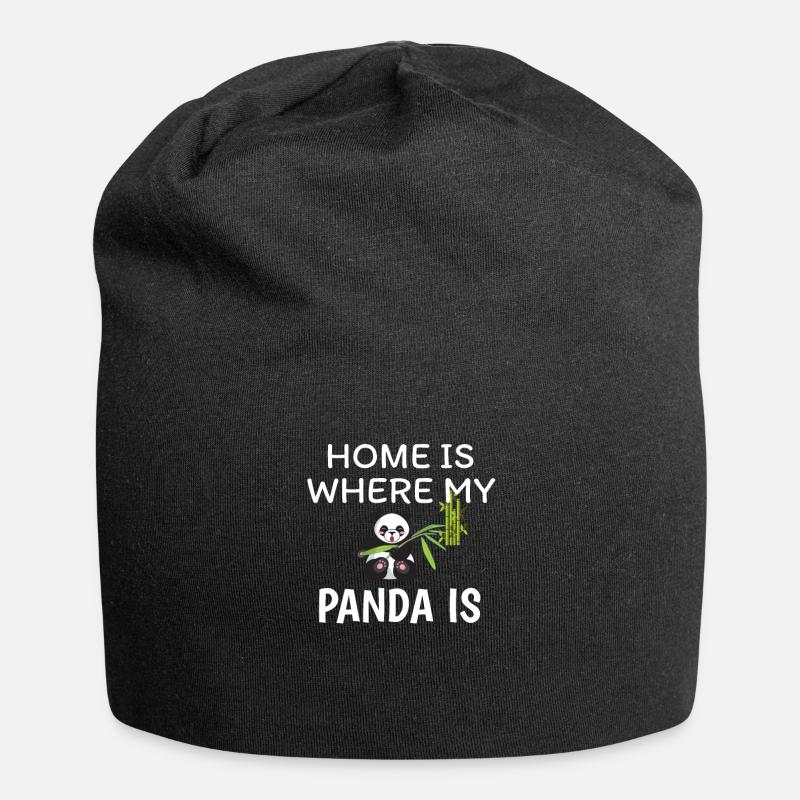 Panda - Jersey-Beanie - Schwarz