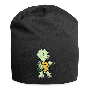 Petite tortue à pipe animaux fantaisie - Bonnet en jersey - noir - Devant