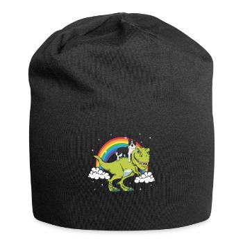 Border Collie Hund T Rex Dinosaurier Dino Geschenk - Jersey-Beanie - Schwarz - Vorne