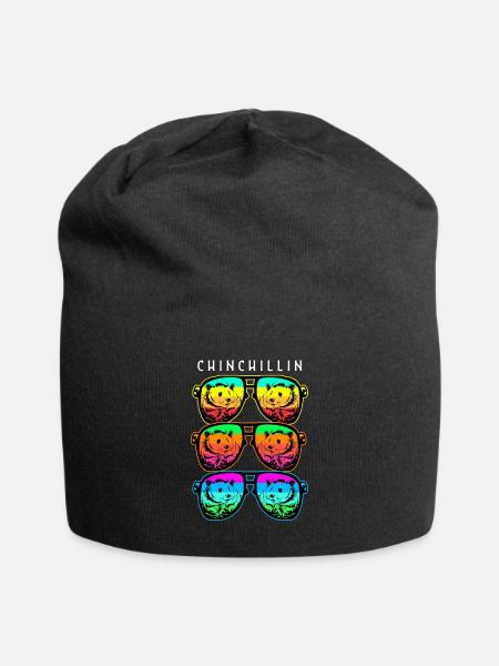 Chinchilla Geschenk Südamerika Nagetier Haustier - Jersey-Beanie - Schwarz
