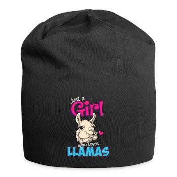 just a girl who loves llamas - cute lama motif - Jersey Beanie - black - Front