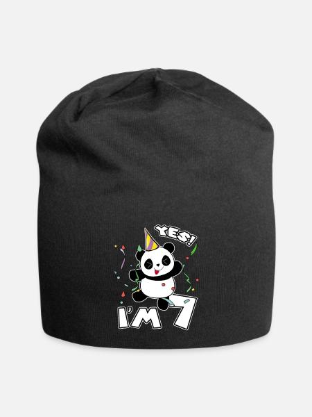 7. Geburtstag Panda Party Ich bin 7 Jahre Geschenk - Jersey-Beanie - Schwarz