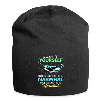 Narwal Geschenk Einhorn Kawaii Wale Tauchen - Jersey-Beanie - Schwarz - Vorne