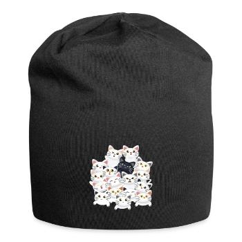 Katzen auf dem Haufen - Jersey-Beanie - Schwarz - Vorne