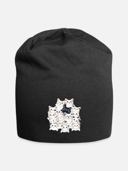 Cats in the pile - Jersey Beanie - black