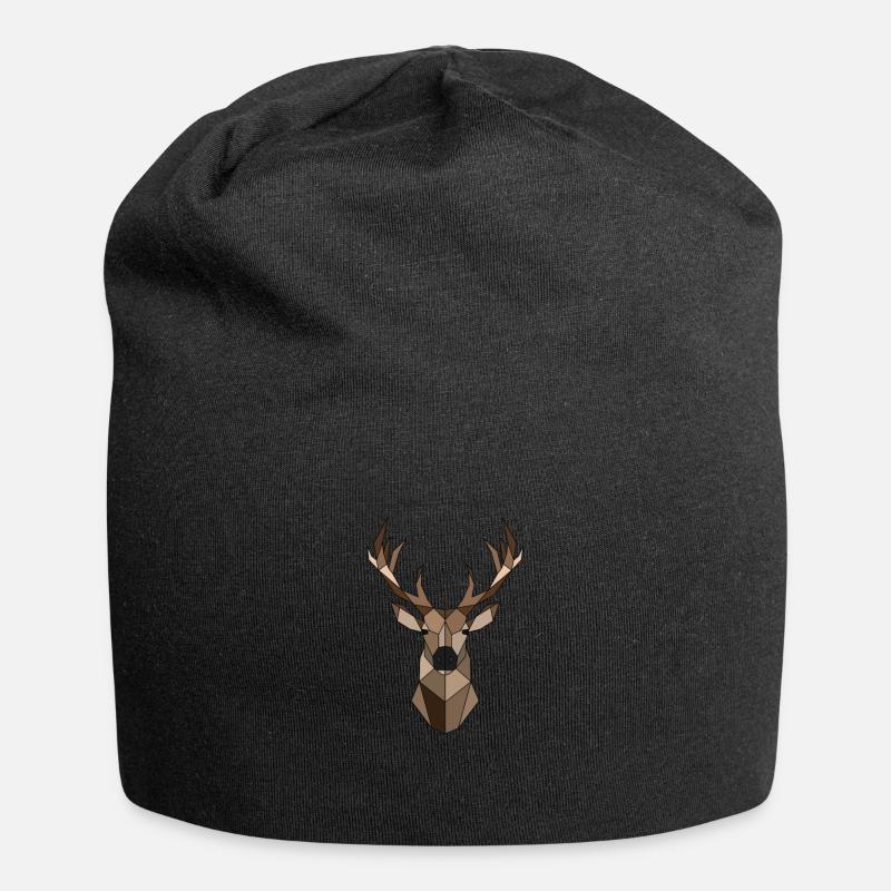 Geometrischer Hirsch Tier Geschenk - Jersey-Beanie - Schwarz