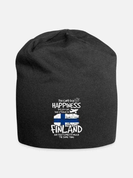 Finnland - Jersey-Beanie - Schwarz