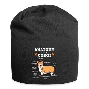 Welsh Corgi Pembroker Dog Anatomy Gift - Jersey Beanie - black - Front