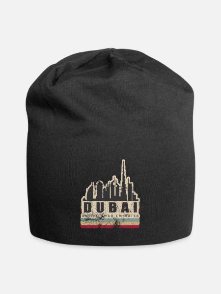 Retro Dubai Tower City Tourism Gift - Jersey Beanie - black