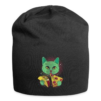 Chat cosmique chats avec pizza - Bonnet en jersey - noir - Devant