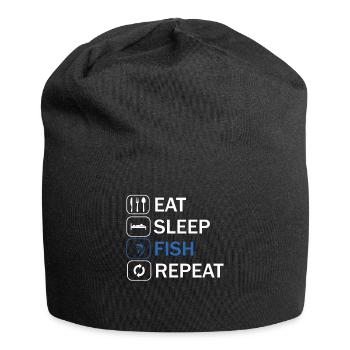 Eat sleep fish repeat - Jersey Beanie - black - Front