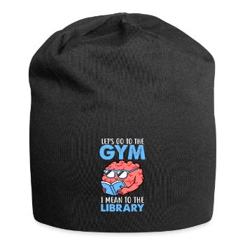 Let's go to the Gym Library Books Worm Gift - Jersey Beanie - black - Front