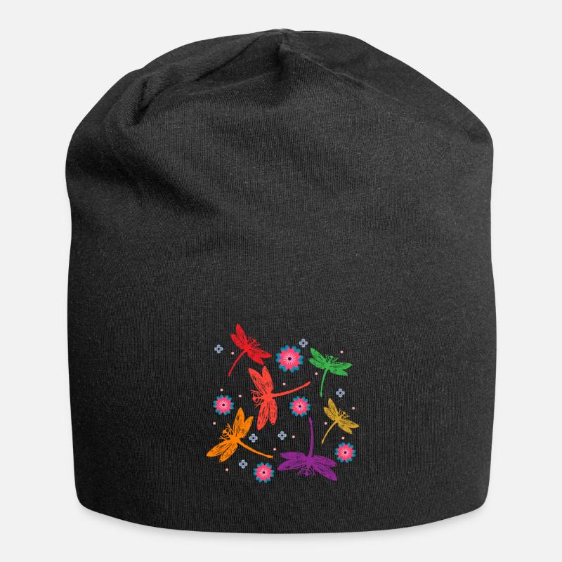 Animaux de libellules - Bonnet en jersey - noir