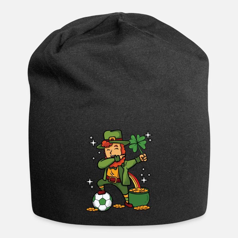 Dabbing Fußball Leprechaun - Jersey-Beanie - Schwarz