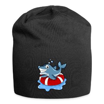 Delphin Schwimmen Schwimmer Rettungsring Geschenk - Jersey-Beanie - Schwarz - Vorne