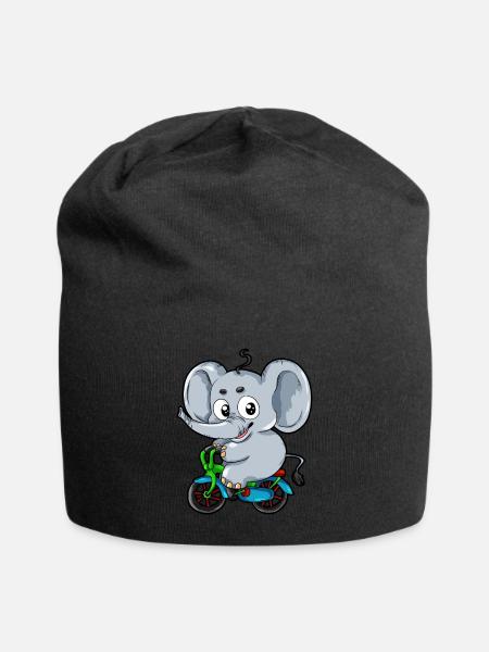 Elefant auf Fahrrad Cartoon Comic Dreirad Kinder - Jersey-Beanie - Schwarz