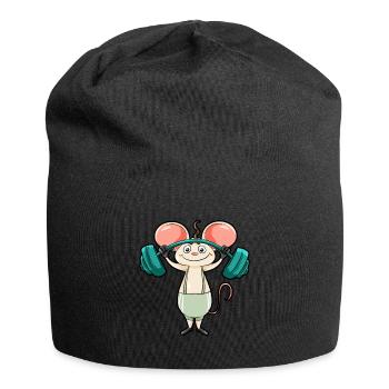 Mouse the weights Lifts weight training bench press child - Jersey Beanie - black - Front