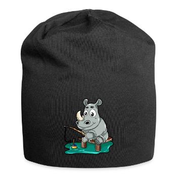 Fishing Rhino Rino Angler Fishing Gift - Jersey Beanie - black - Front