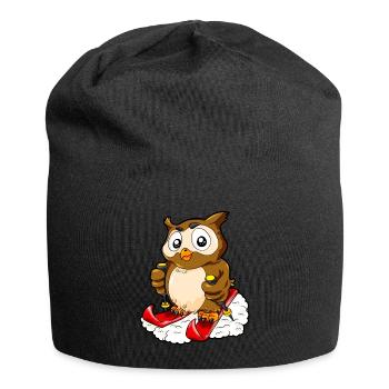 Skiing Owl Skier Skier Skier Ski Holiday Skis - Jersey Beanie - black - Front