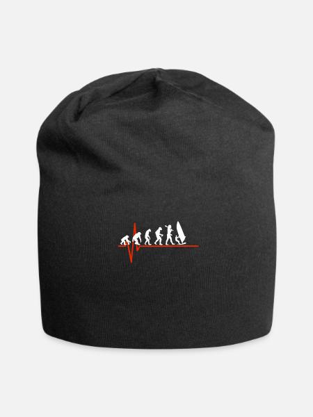 Windsurfing Heartbeat - EVOLUTION OF WINDSURFING - Jersey Beanie - black