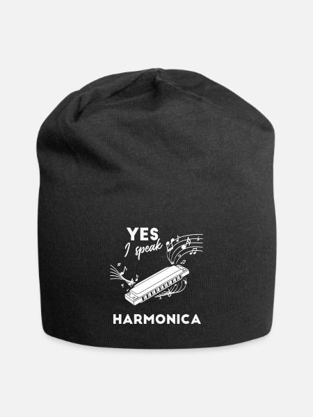 Harmonica - Harmonica Player - Partition - Bonnet en jersey - noir