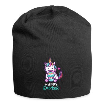 Einhorn - Einhörner - Geschenk - Frohe Ostern - Jersey-Beanie - Schwarz - Vorne